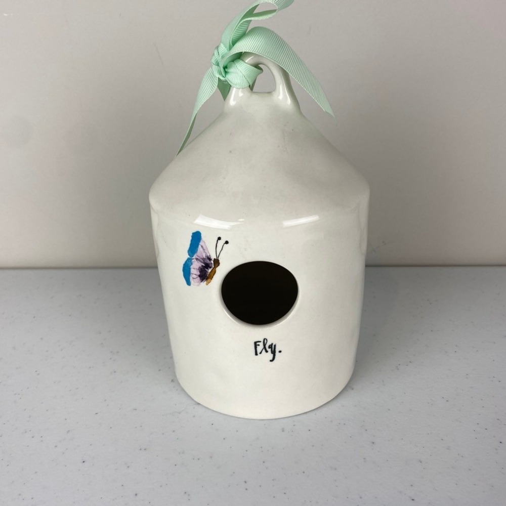 Rae Dunn Butterfly Fly Birdhouse Ceramic White‎ Hanging Decor